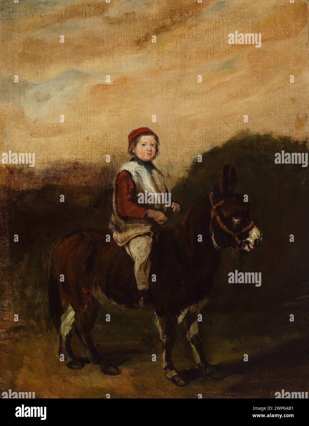 Ein Gemälde aus der Mitte des 19. Jahrhunderts, das den Sohn des Künstlers zeigt, entstand um 1842 und wurde als Teil einer Sammlung aufbewahrt. Stockfoto