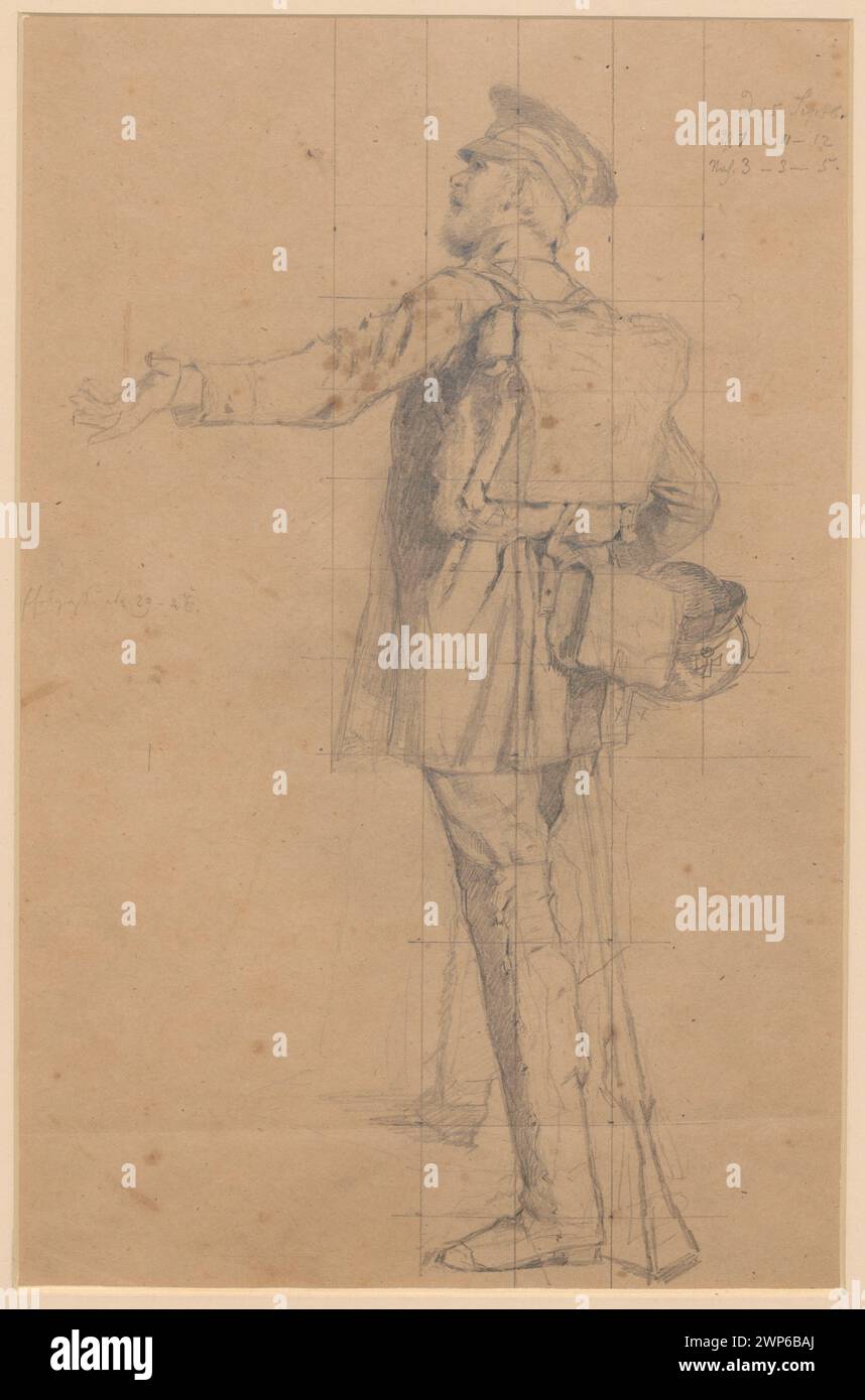 Es ist nicht abgeschnitten vor Löwe R K, gezeigt von Ihnen; Scholtz, Julius (1825-1893); 1865 (1865-00-00-1865-00);Fryderyk Wilhelm III. (König von Preußen - 1770-1840) - Ikonographie, Schlesisches Museum der Bildenden Künste (Wrocław - 1880-1945) - Sammlung, Scholtz, Hanna (FL. CA 1912) - dar, Wrocław (Woiwodschaft Niederschlesien), Deutsche Zeichnungen , Studien zu Gemälden, Charakterstudien, Figurenskizzen, Soldaten Stockfoto