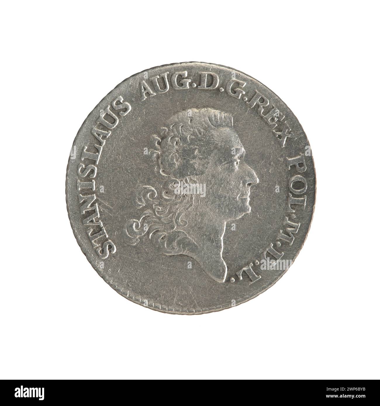 1779 Gemälde von Efraim Brenn, das die Krönung des polnischen Königs Stanisław August Poniatowski mit zeremoniellen Gewändern, Krone und Thron illustriert. Stockfoto