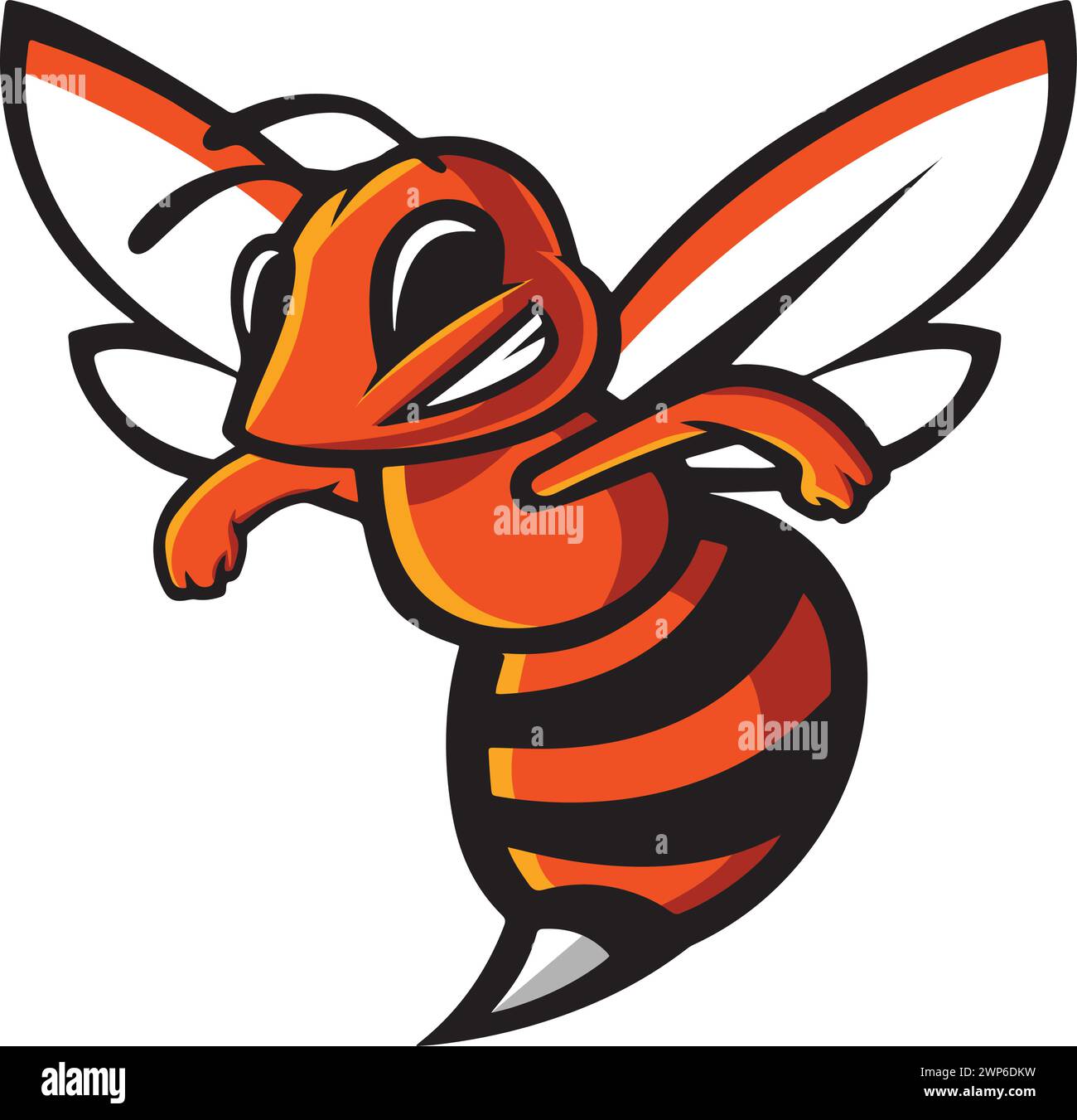 Smiling Bee Mascot Vektor – Cartoon Logo Stock Vektor