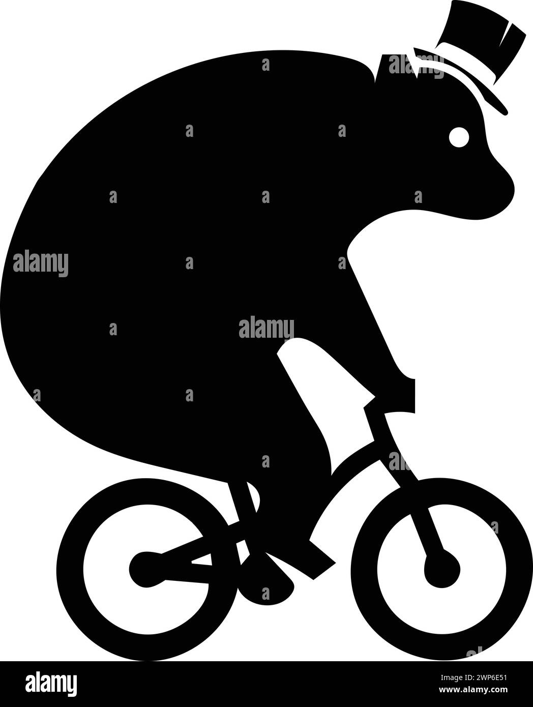 Zirkusbär reitet Fahrrad Silhouette Vektor Illustration, lustiges Tier Logo isoliert auf weißem Hintergrund Stock Vektor