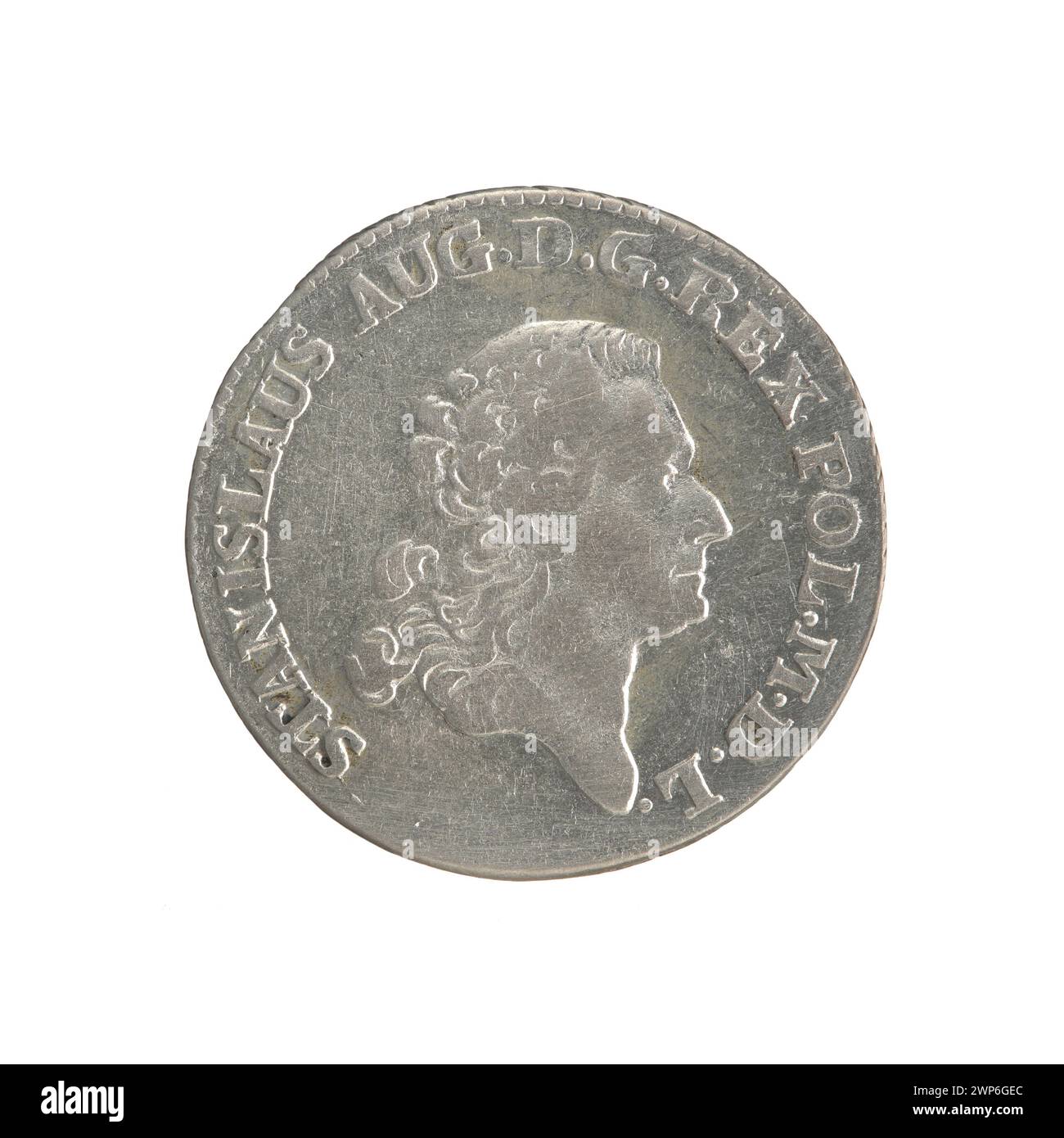 Gemälde von 1778 von Efraim Brenn, das die Krönung des polnischen Königs Stanisław August Poniatowski zeigt, mit zeremoniellen Gewändern, Krone und Thron. Stockfoto