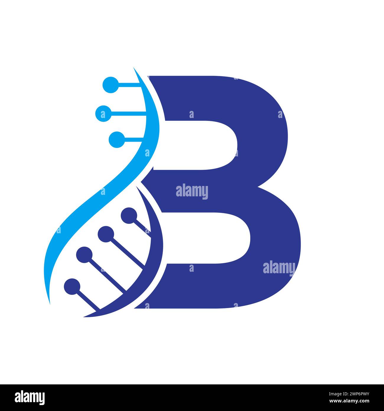 Ursprüngliches DNA-Logo auf Buchstabe B Vektorvorlage für Gesundheitssymbol Stock Vektor