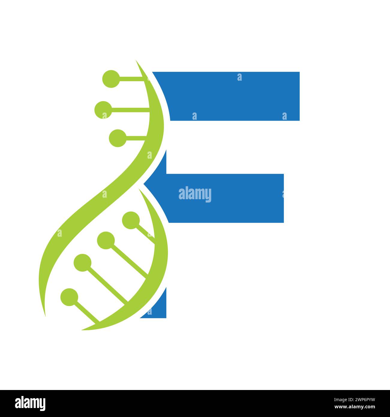 Ursprüngliches DNA-Logo auf Buchstabe F Vektorvorlage für Gesundheitssymbol Stock Vektor
