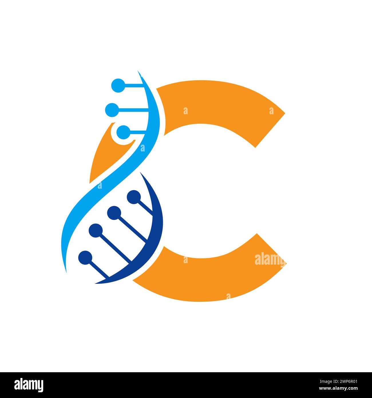 Ursprüngliches DNA-Logo auf Buchstabe C Vektorvorlage für Gesundheitssymbol Stock Vektor