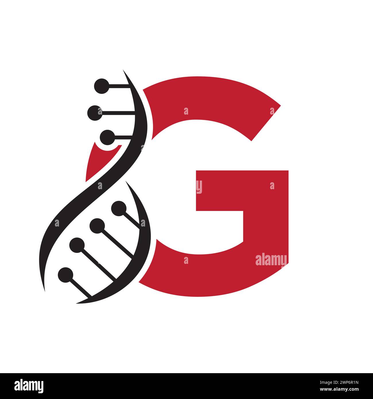 Ursprüngliches DNA-Logo auf Buchstabe G Vektorvorlage für Gesundheitssymbol Stock Vektor