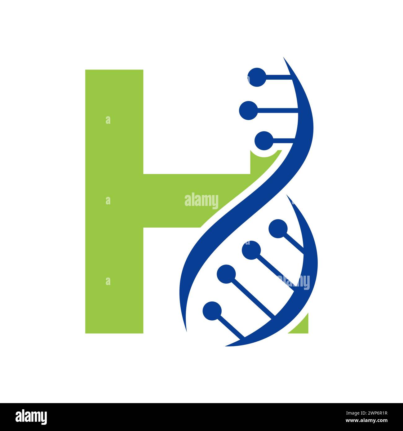 Ursprüngliches DNA-Logo auf Buchstabe H Vektorvorlage für Gesundheitssymbol Stock Vektor