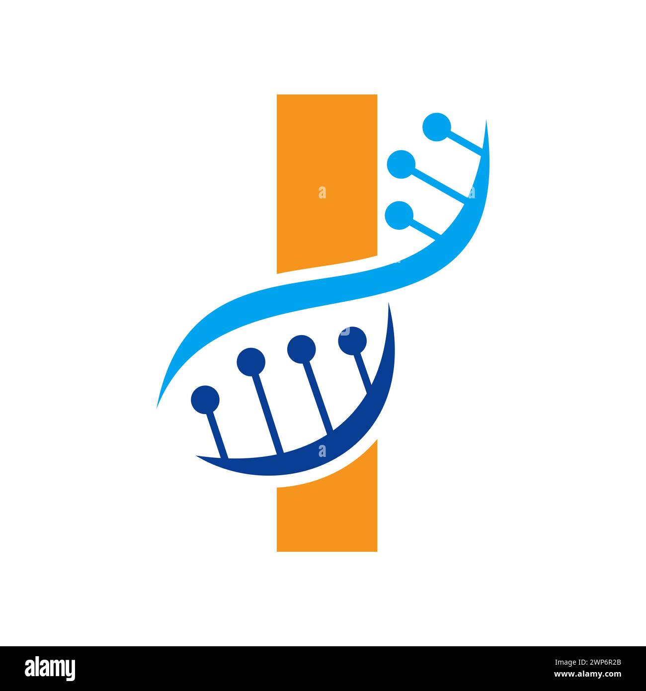 Initial DNA Logo on Letter I Vector Template for Healthcare Symbol Stock Vektor