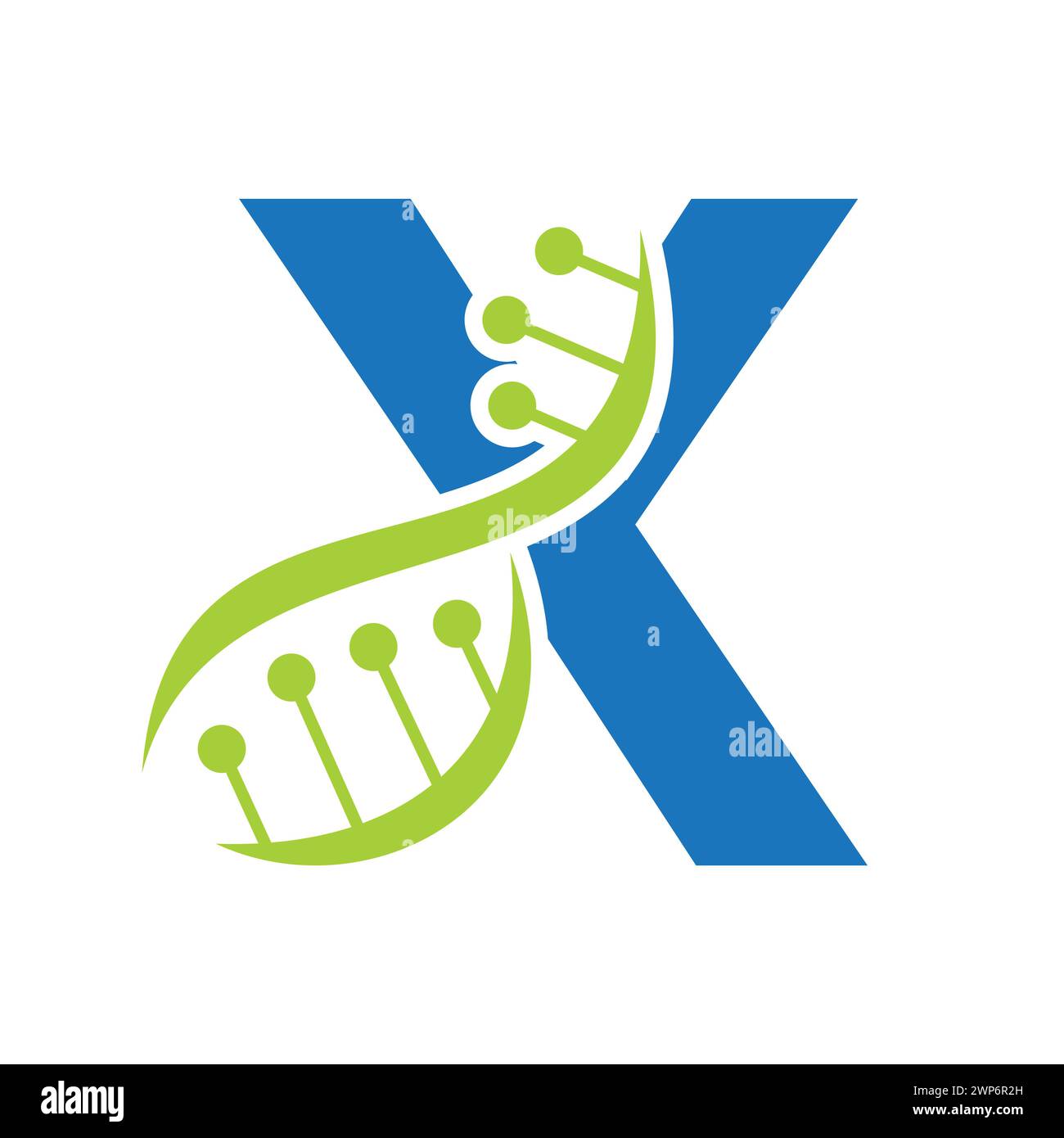 Initial DNA Logo on Letter X Vector Template for Healthcare Symbol Stock Vektor