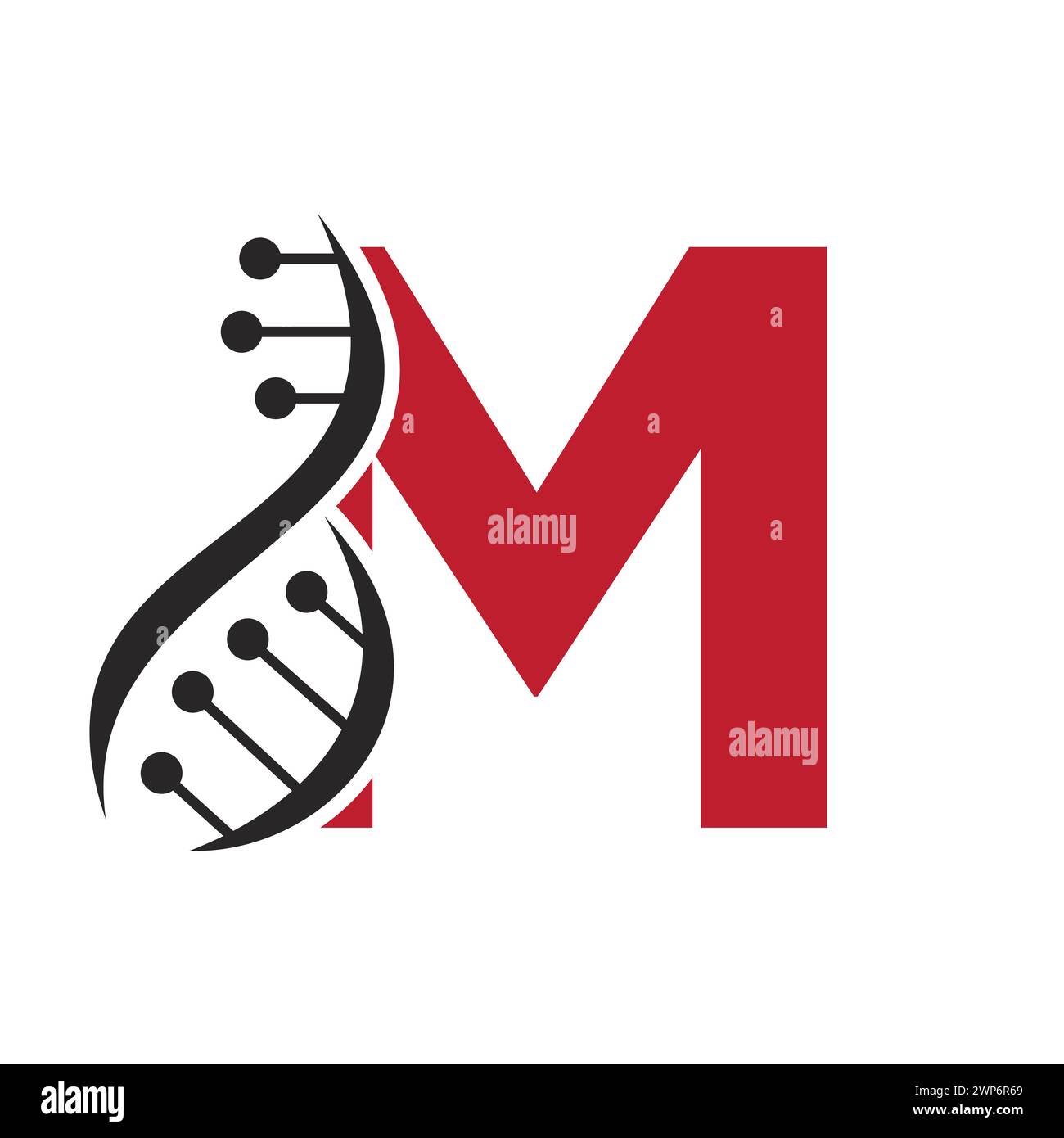 Initial DNA Logo on Letter M Vector Template for Healthcare Symbol Stock Vektor