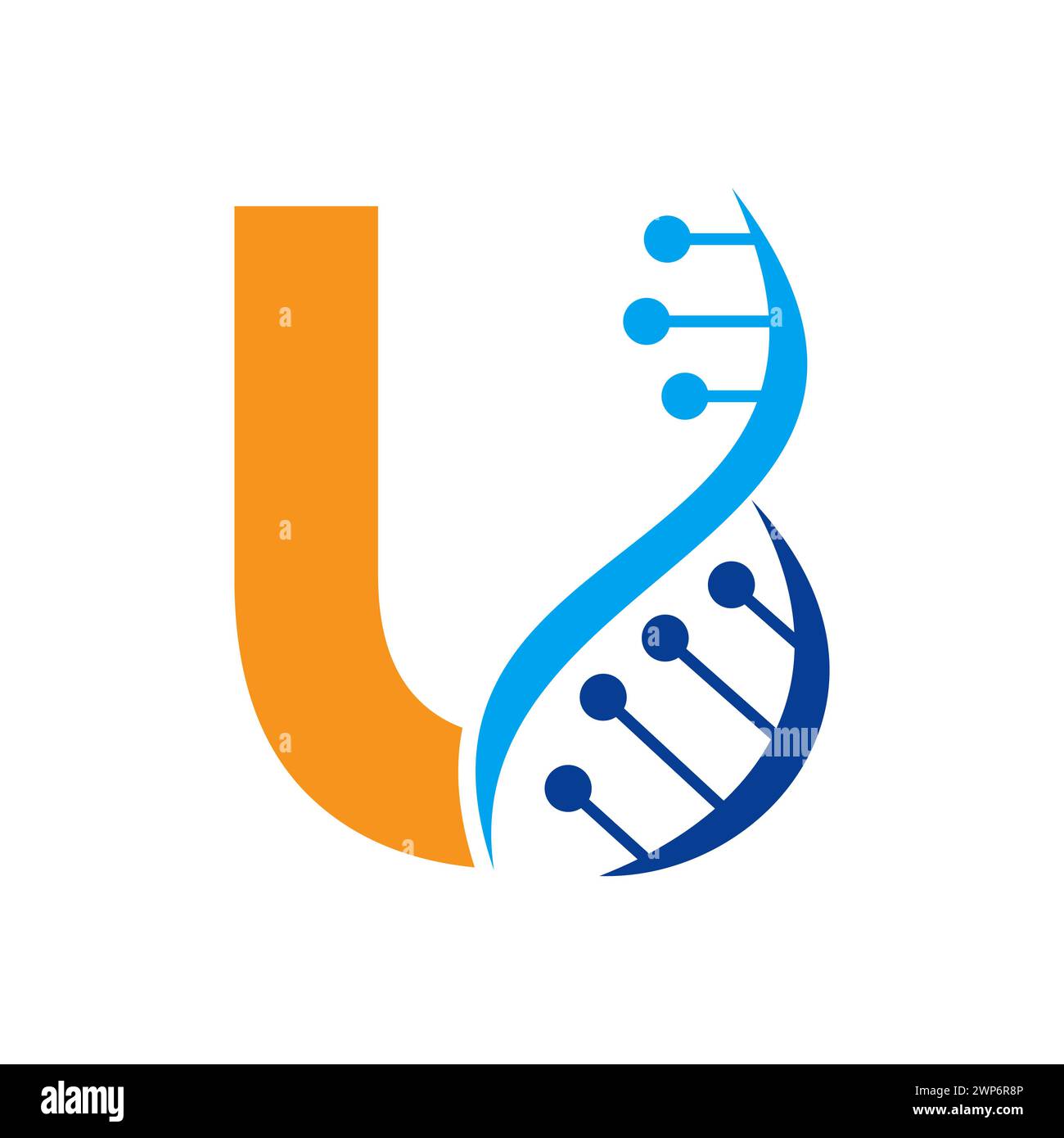 Initial DNA Logo on Letter U Vector Template for Healthcare Symbol Stock Vektor