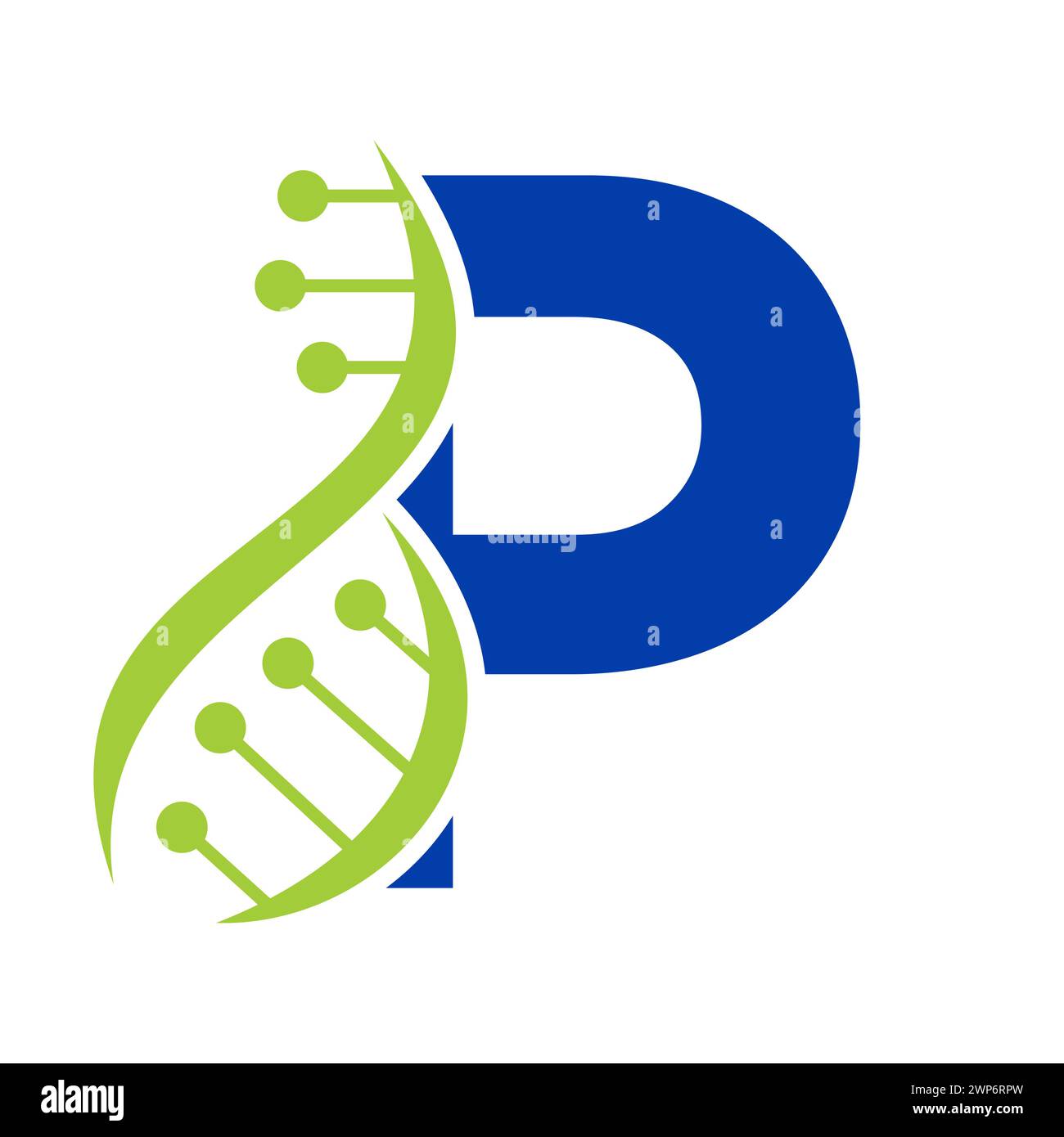 Initial DNA Logo on Letter P Vector Template for Healthcare Symbol Stock Vektor