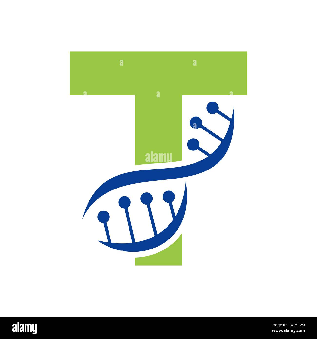 Initial DNA Logo on Letter T Vector Template for Healthcare Symbol Stock Vektor