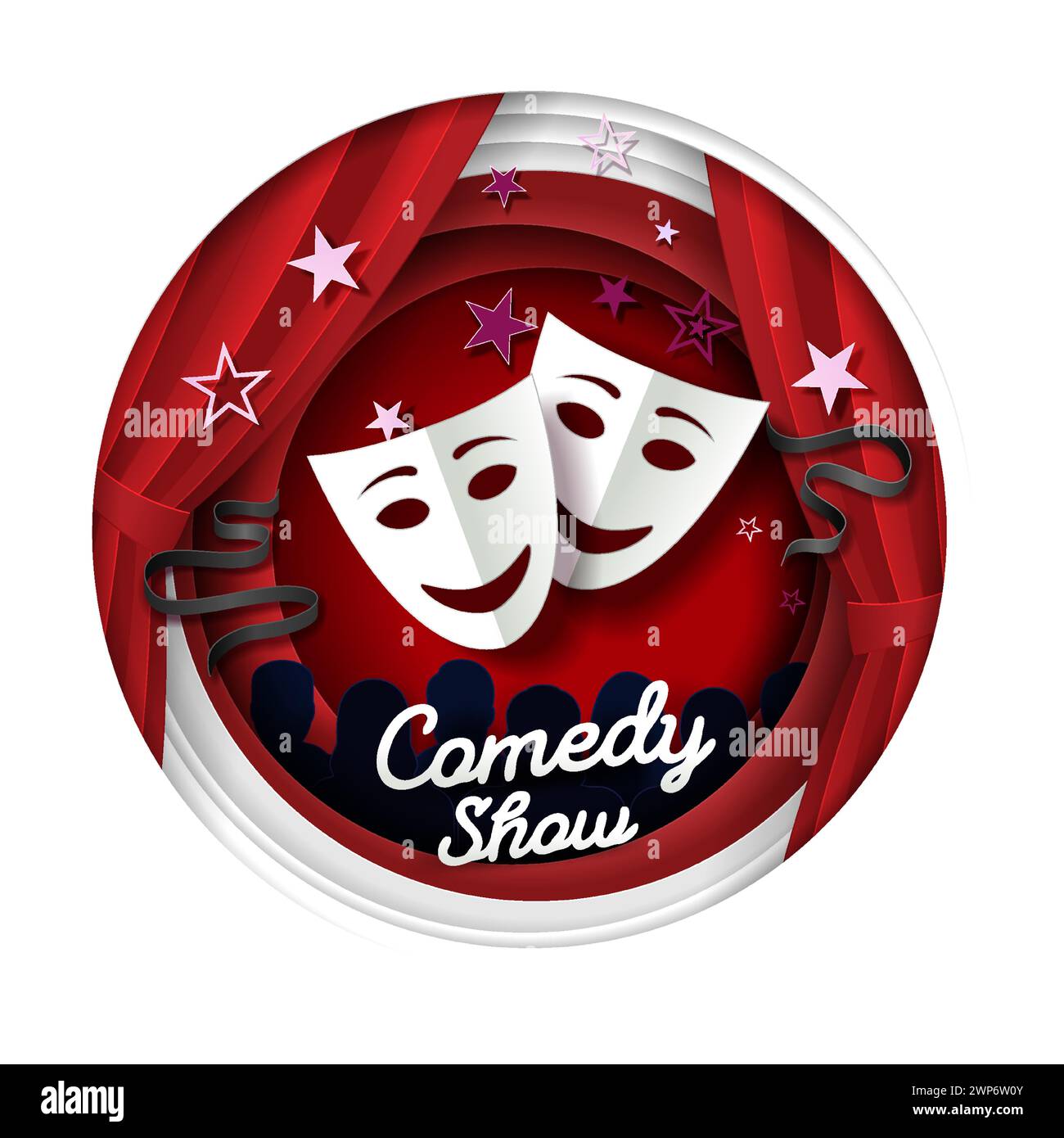 Comedy-Show Werbetoster im Papierstil Stock Vektor