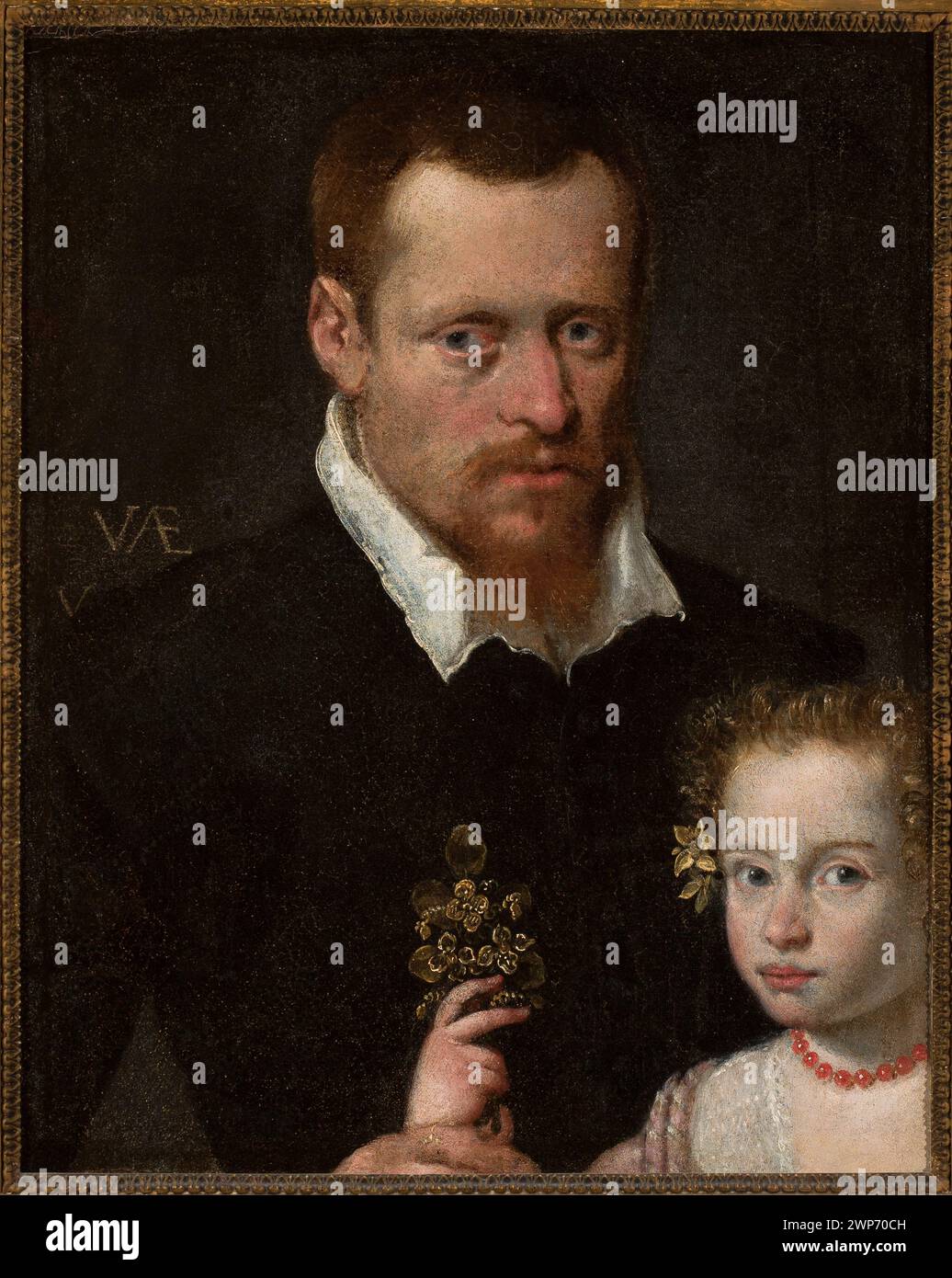 Italienisches Porträt von Sofonisba Anguissola aus dem 16. Jahrhundert, das den Ehemann der Tochter des Künstlers zeigt. Zeigt eine männliche Figur im Doppelporträt-Stil. Teil einer Kaufprovenienzsammlung. Stockfoto
