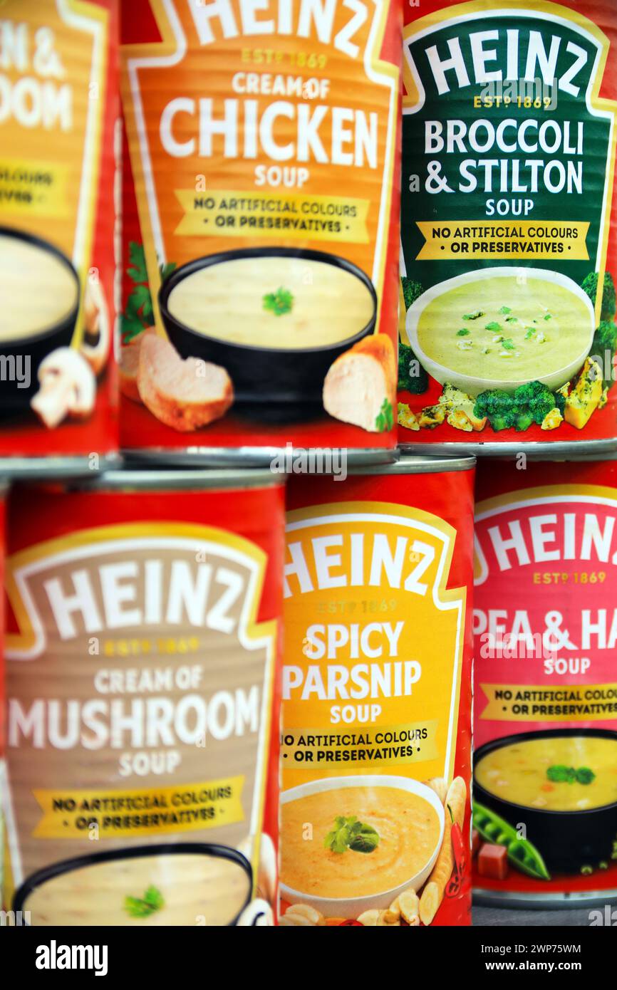 Dosen von Heinz-Suppe Stockfoto