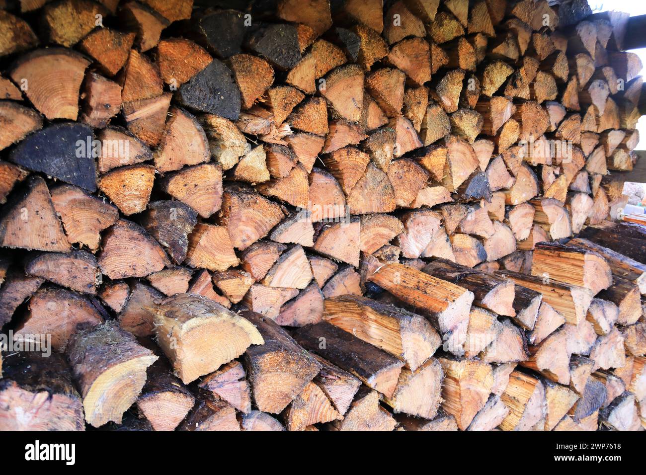 Gestapelte gehackte Logs Stockfoto