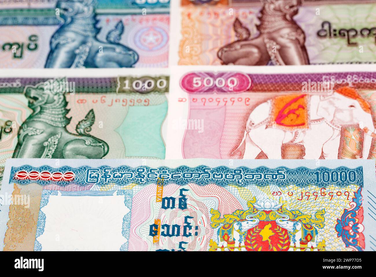 Myanmar Geld - Kyat ein geschäftlicher Hintergrund Stockfoto