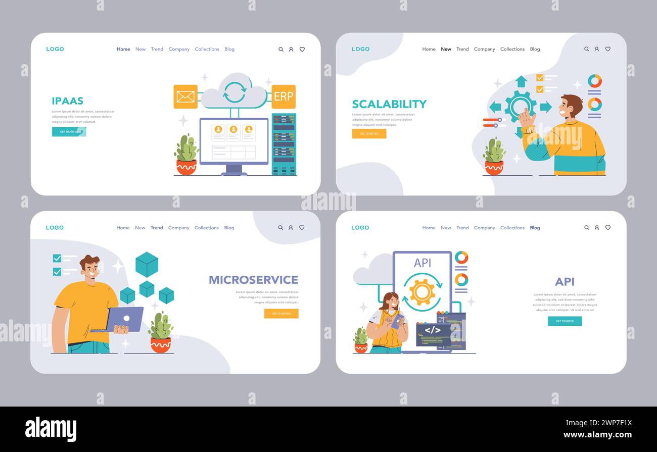 Plattform-as-a-Service-Konzept. Detaillierte Visualisierung des PaaS-Frameworks mit serverlosem Computing und Skalierbarkeit. Cloud-Technologie, Integration und Verwaltung. Vektorabbildung Stock Vektor