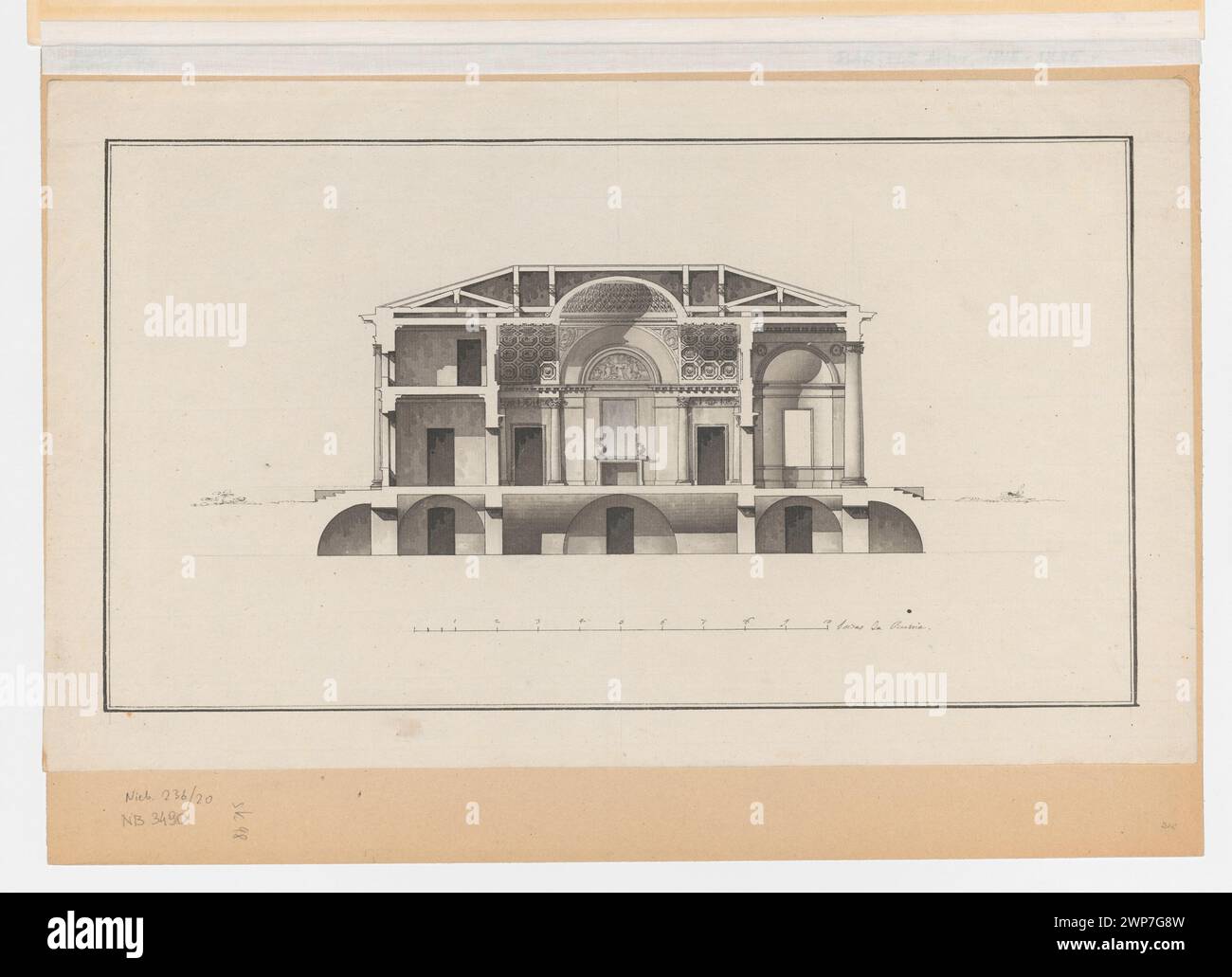 Zarensiole. Willa Lord Witworth. Längsschnitt; Quarenghi, Giacomo (1744-1817); KON. XVIIIW. (1795-00-00-1805-00-00), 1783-1785 (1783-00-00-1785-00);Zarist Sioło (Puschkin - Palast und Parkkomplex), Nieborów - Sammlung, Architektur, Klassizismus (Stil) Stockfoto