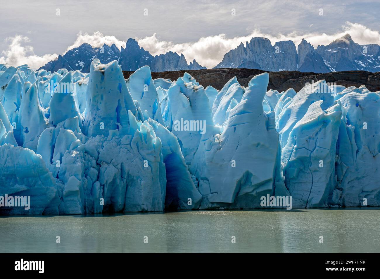 Graugletscher, Nationalpark Torres del Paine, Patagonien, Chile. Stockfoto
