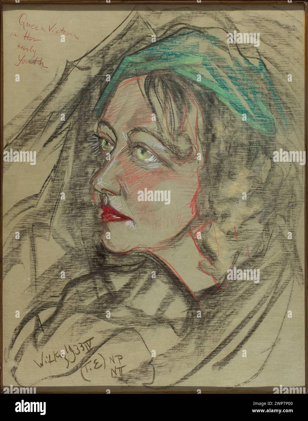 Stanisław Ignacy Witkiewicz malte Eugenia Bundykowa 1933 und zeigte ein weibliches Porträt mit charakteristischer Witkacy-Stilisierung und Expressionismus. Stockfoto