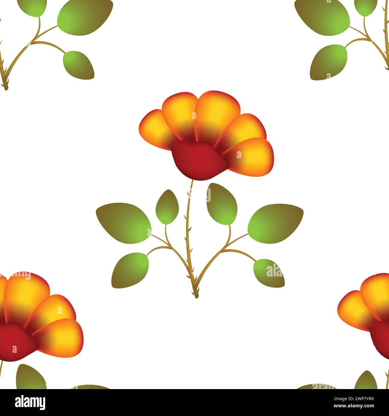 Nahtloses Blumenmuster. Muster mit einer schönen Blume. Muster zum Bedrucken von Textilien, Papier usw. Große orangefarbene Blüte in Farbverläufen Stock Vektor