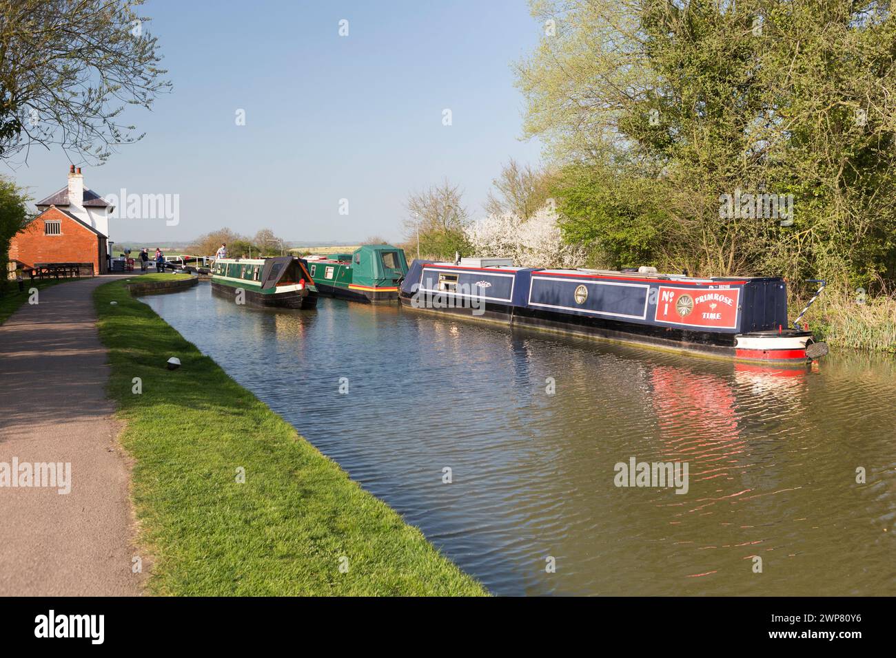 Großbritannien, Leicestershire, Foxton Locks am Grand Union Canal. Stockfoto