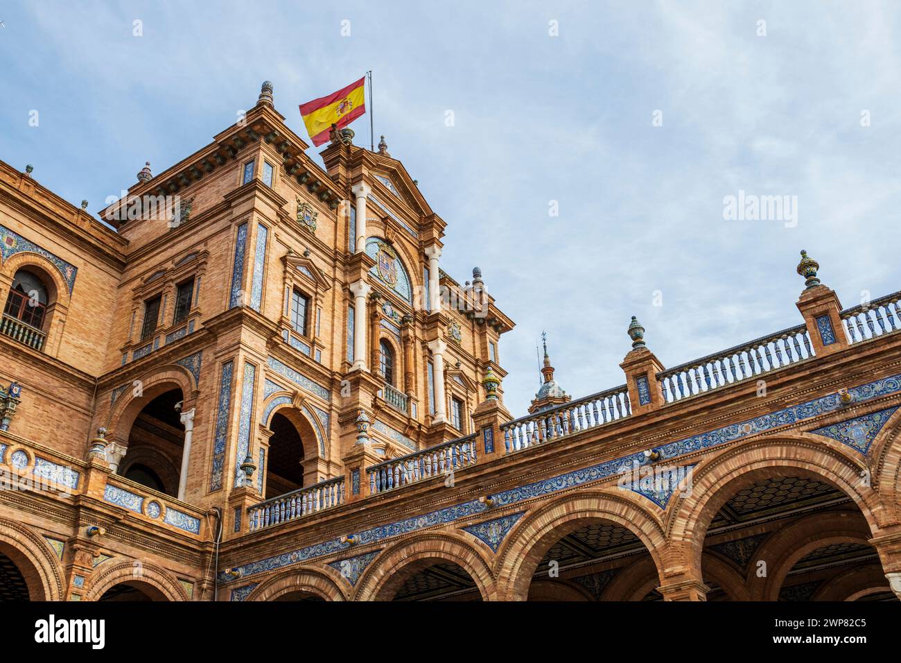 Blick auf die Plaza de Espana in Sevilla, Andalusien, Spanien Stockfoto