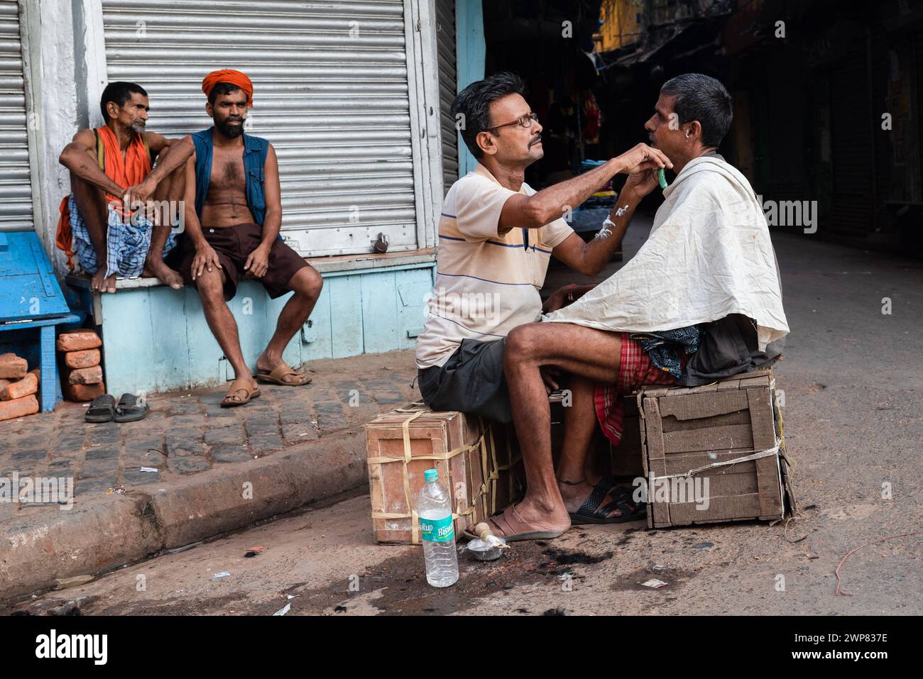 Friseure in der Kalkutta Straße Stockfoto