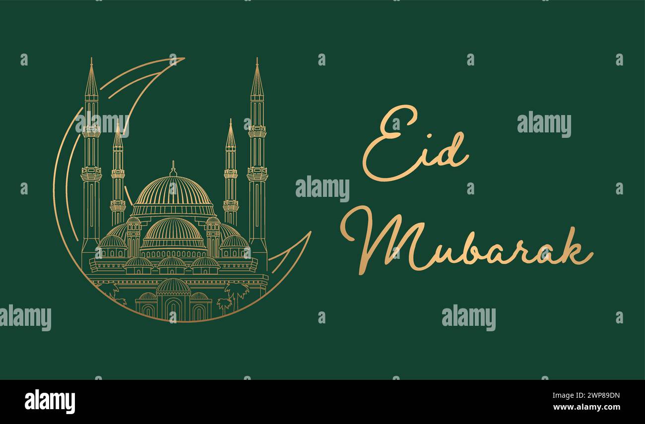 Ramadan Kareem Design mit Moschee Linie Kunst Hintergrund Vektor-Illustration Stock Vektor