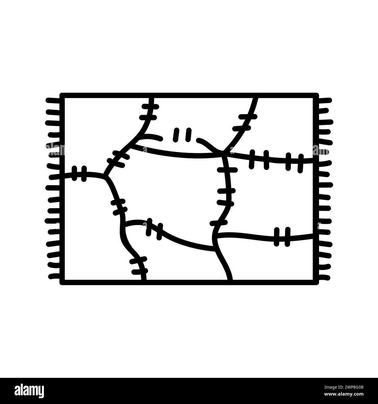 Handgefertigter Teppich aus recycelten Materialien Farbe flach Symbol. Keine Verschwendung. Umweltfreundlich. Wiederverwenden des Tuchs. Vernünftiger Verbrauch Stock Vektor
