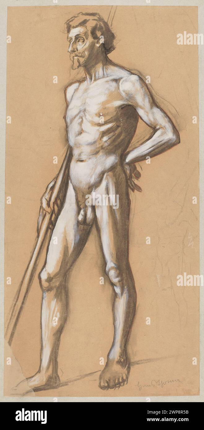 Zeichnung von Hans Thoma (1839–1924) aus dem Jahr 1882 mit dem Titel „Akt des MKI“, die Figurenstudie und Szenenkomposition des 19. Jahrhunderts illustriert. Stockfoto