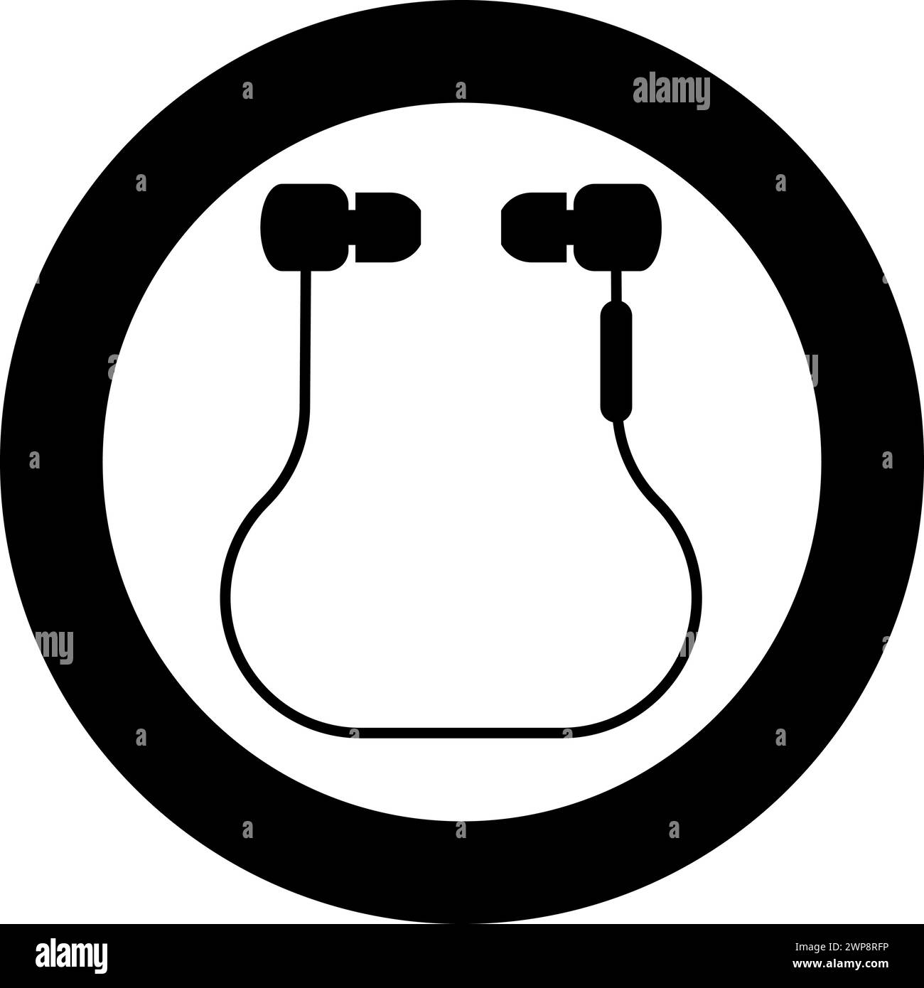 Vakuum-Kopfhörer kabellos Symbol im Kreis rund schwarz Vektor Illustration Bild einfarbig Umriss Stil einfach Stock Vektor