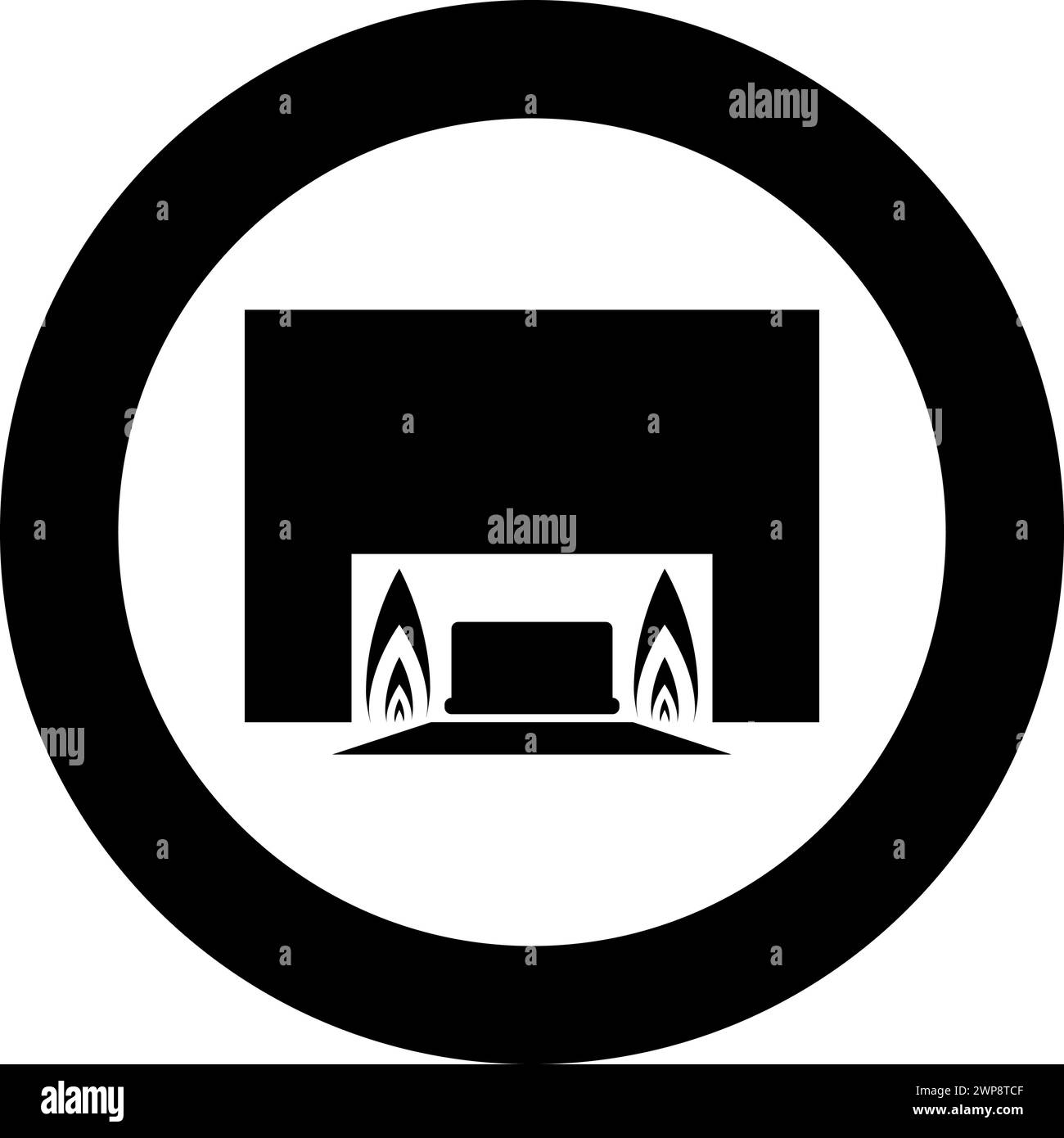 Krematorium Einäscherung Prozess der Einäscherung Krematorische Ausrüstungssymbol im Kreis rund schwarze Farbe Vektor Illustration Bild solide Umrissstil einfach Stock Vektor