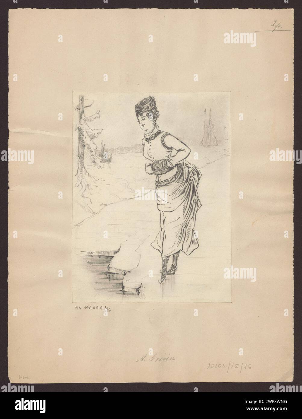 Ein Kunstwerk aus dem 19. Jahrhundert von Alfred Grévin, das Figuren und Szenen illustriert, die typisch für seinen Stil in der französischen bildenden Kunst sind. Stockfoto