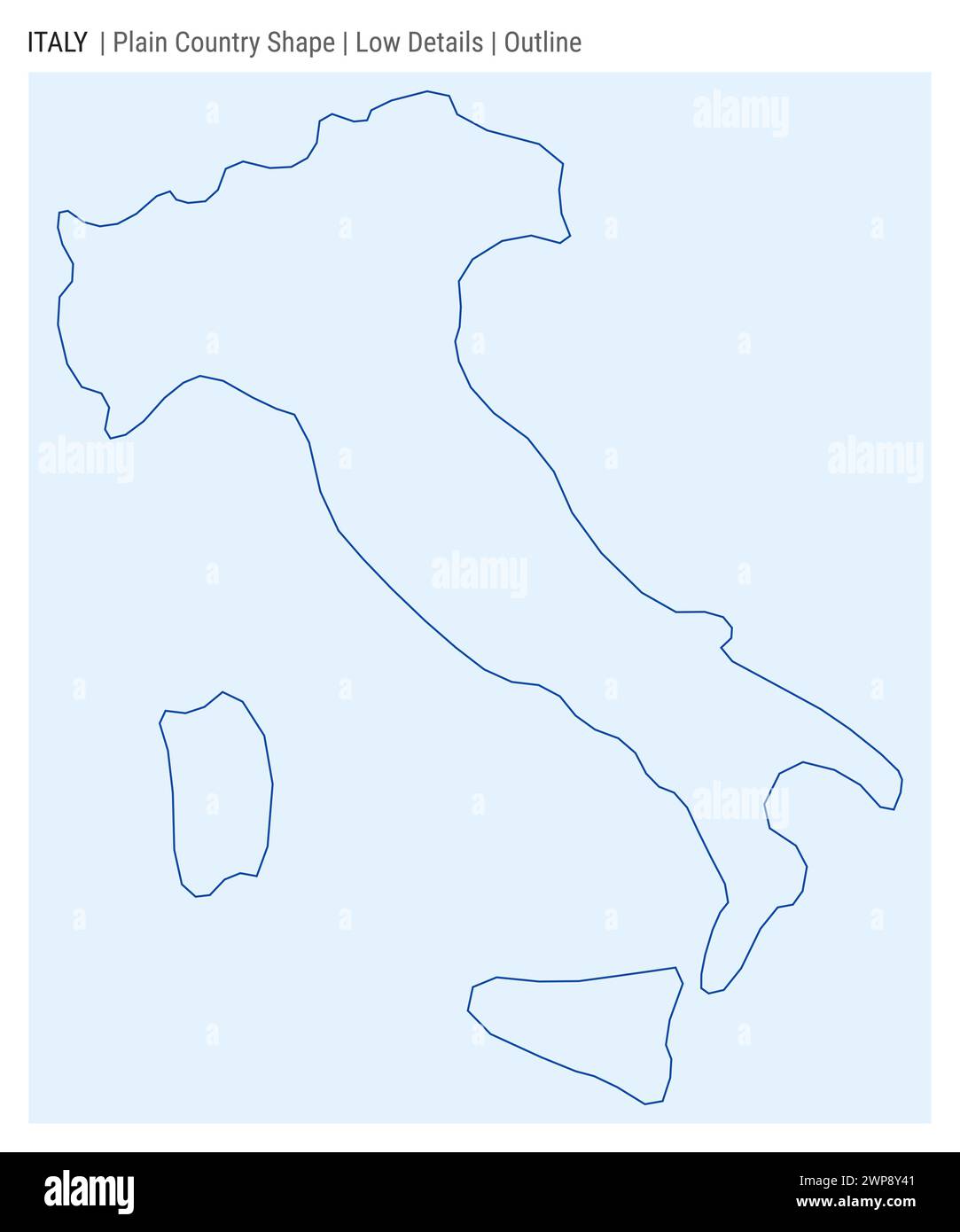 Italien einfache Landkarte. Geringe Details. Umrissstil. Die Form Italiens. Vektorabbildung. Stock Vektor