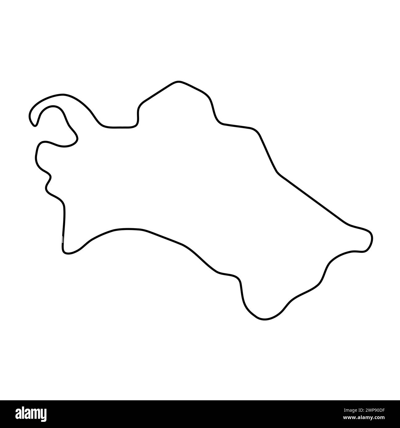 Vereinfachte Karte für Turkmenistan. Dünne schwarze Kontur. Einfaches Vektorsymbol Stock Vektor