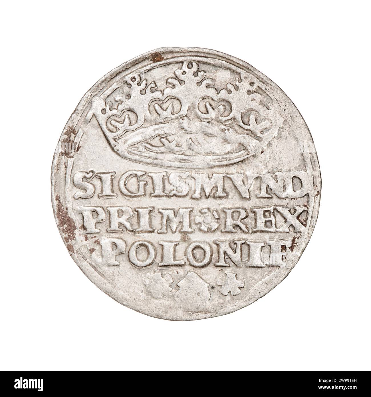 Kronengeld, ausgestellt während der Regierungszeit von König Zygmunt I. Stary von Polen, datiert 1526. Stockfoto