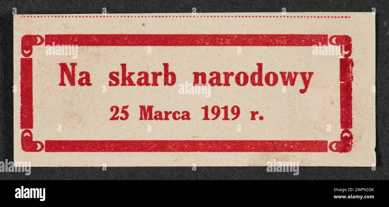 Ein gedruckter Fall aus dem Jahr 1919 mit der Aufschrift „To the National Treasury“ vom 25. März 1919, der für die offizielle Finanzkorrespondenz verwendet wurde. Stockfoto