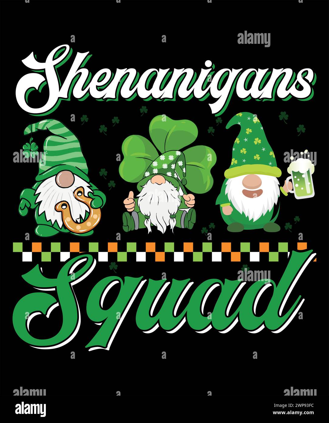 St Patrick's Day T-Shirt-Design für Mann Frau Shenanigans Squad. Stock Vektor
