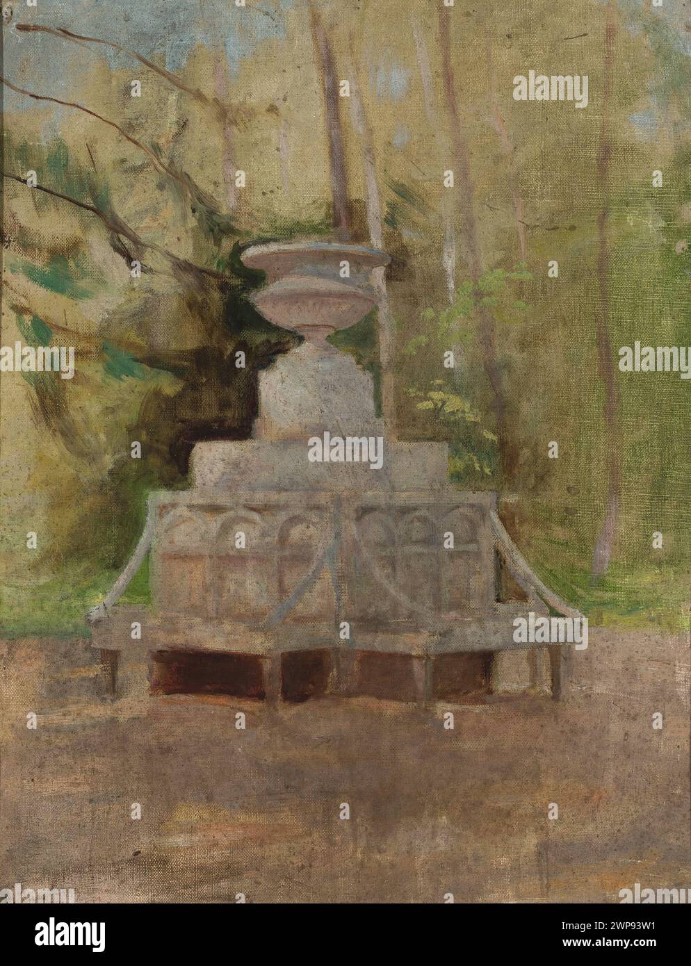 Gemälde von Jan Cieśki (1858–1913) aus dem Jahr 1896 mit einem Parkmotiv in Tyzkino. Teil einer Provenienzsammlung. Stockfoto