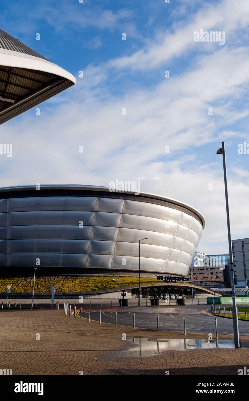 Glasgow Schottland: 13. Februar 2024: Außenansicht der Hydro Arena in Glasgow, auch bekannt als OVO Hydro und SEC Armadillo Glasgow Stockfoto