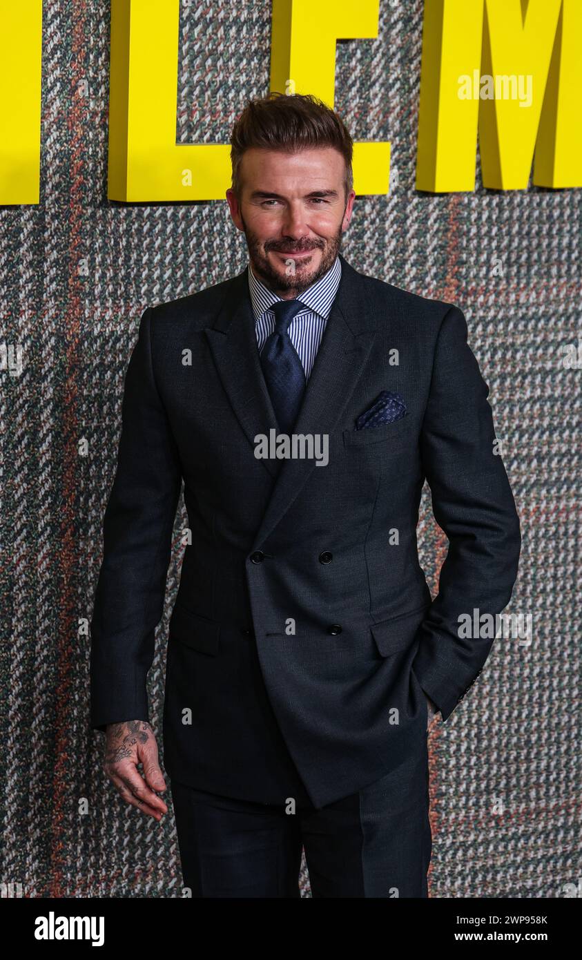 London, Großbritannien. März 2024. David Beckham nimmt an der UK Series Global Premiere von „The Gentlemen“ im Theatre Royal Drury Lane in London Teil. (Foto: Brett Cove/SOPA Images/SIPA USA) Credit: SIPA USA/Alamy Live News Stockfoto