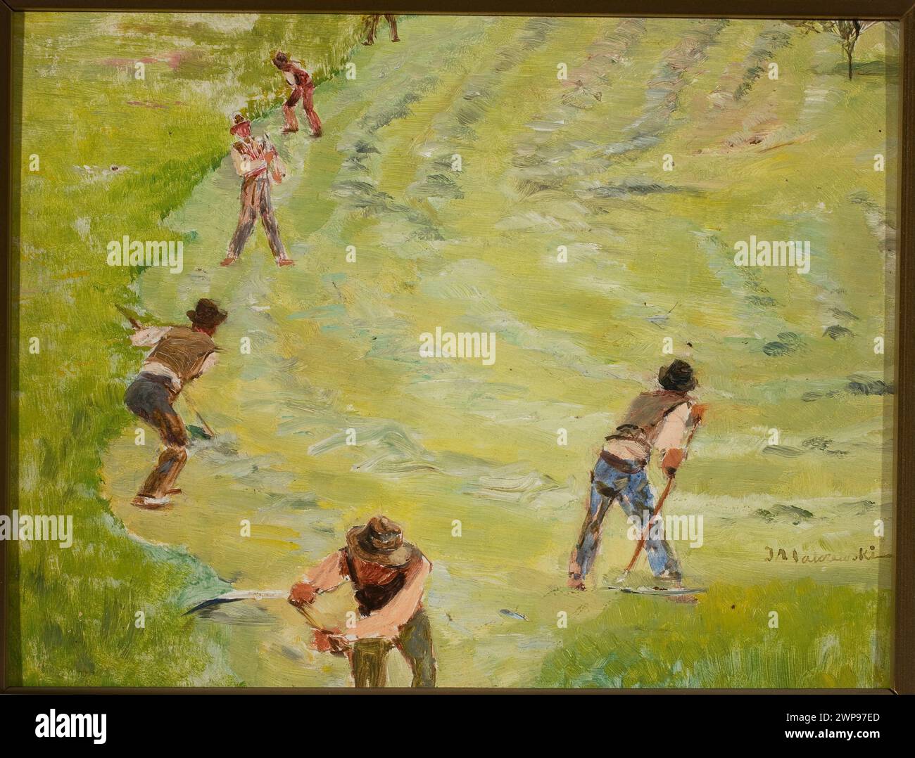 Gemälde „Mäher“ aus dem frühen 20. Jahrhundert von Jacek Malczewski, das ländliche Arbeit dokumentiert, Teil einer dokumentierten Sammlung mit Provenienz. Stockfoto