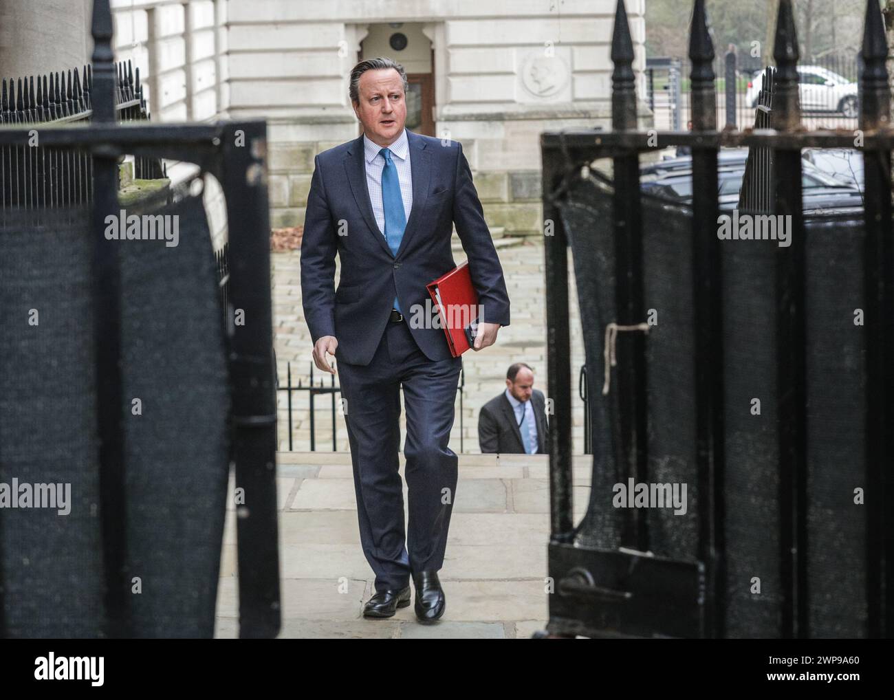 London, Großbritannien. März 2024. David Cameron, Lord Cameron, Minister für auswärtige Angelegenheiten, Commonwealth- und Entwicklungsangelegenheiten. Die Minister nehmen an der Kabinettssitzung der Regierung in der Downing Street 10 in Westminster, London, vor dem Frühjahrshaushalt und den PMQs heute Teil. Quelle: Imageplotter/Alamy Live News Stockfoto