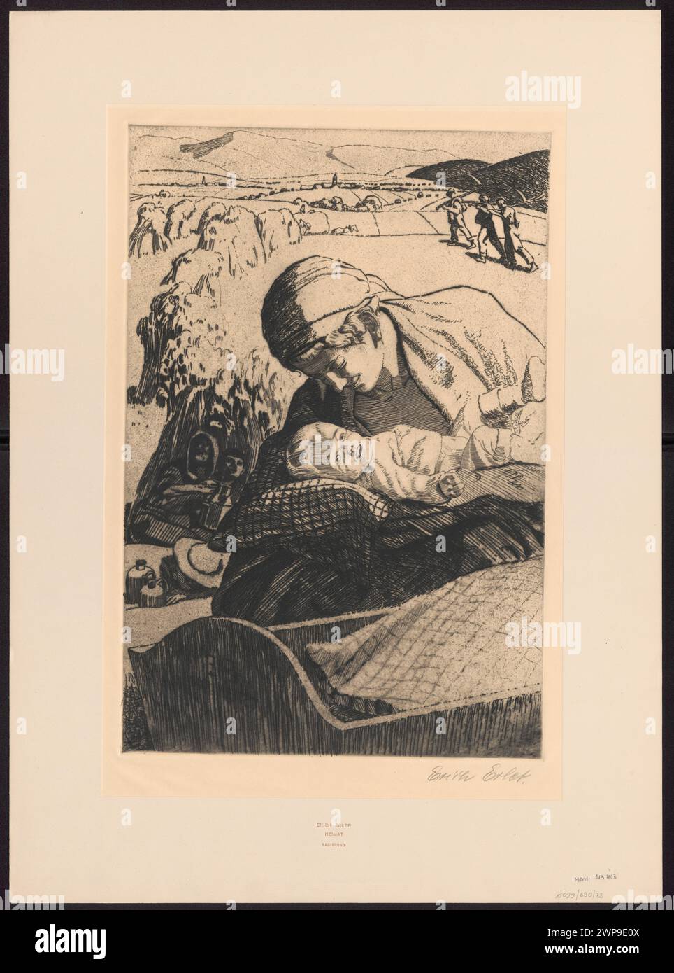 Heimat, Vorstand 14; Erler, Erich (1870-1935), Verlag von P.H. Beyer & Sohn (Leipzig; Verlag; 1897-), Wetteroth, Heinrich (München; Grafik Zak 1860-1925); 1918 (1900-00-00-1950-00);1. Weltkrieg (1914-1918), Heimat (Personifikation), Schlesisches Museum der Bildenden Künste (Wrocław - 1880-1945) - Sammlung, Zyklen, Kinder, Front (Krieg), deutsche Grafiken, Frauen, Deutsch (Kultur), Krieg, Krieg, Weltkrieg (1914-1918), Team Stockfoto