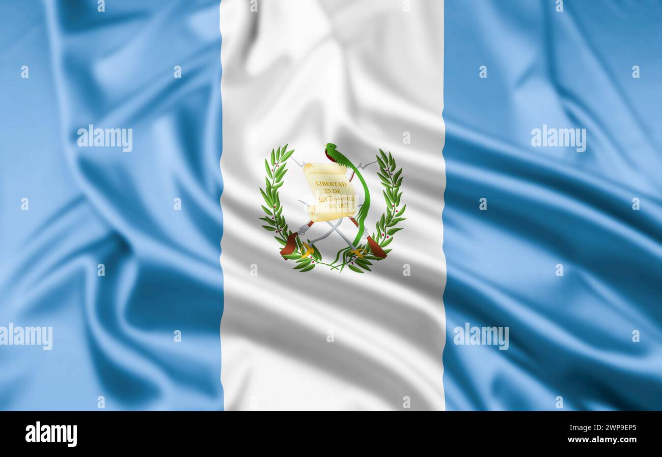 Die Flagge der Republik Guatemala mit Ripple-Effekt Stockfoto