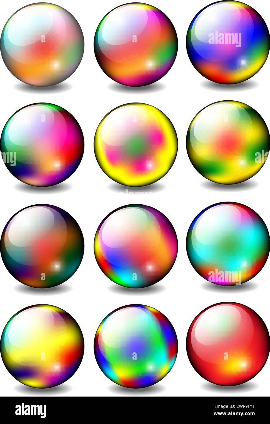 Rainbow Glossy Ball Set, Vektor-Illustration Stock Vektor