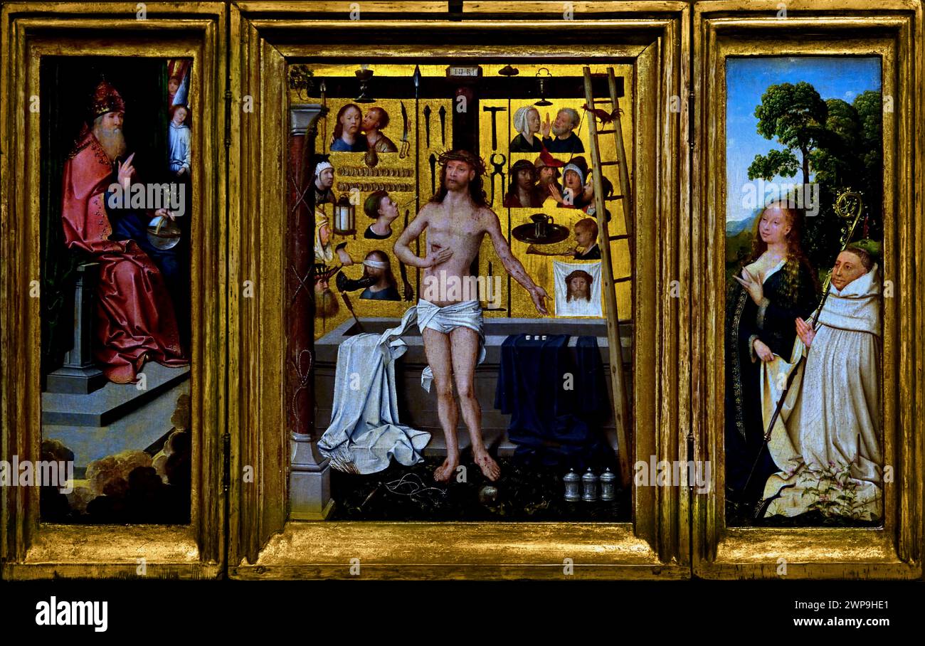 Christus mit den Passionsinstrumenten 1507 von Goswin van der Weyden 1465 -1538 Königliches Museum der Schönen Künste, Antwerpen, Belgien, Belgien. Stockfoto